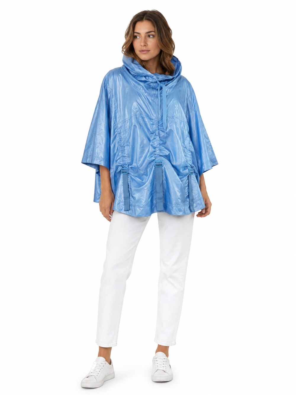 Stella McCartney X Adidas  Baby Blue Windbreaker Poncho with Pockets Hooded M - Picture 15 of 15